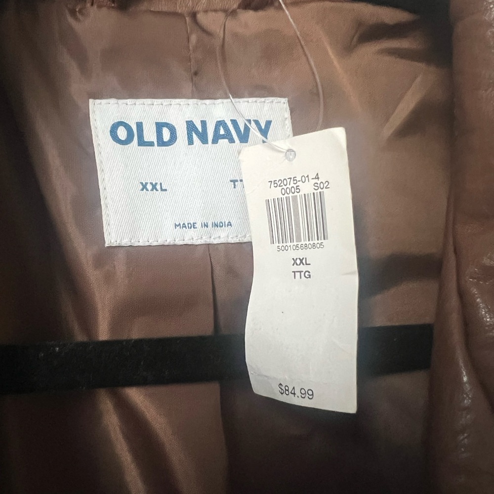 Old Navy Brown Faux Leather Fall Jacket - Picture 3 of 8
